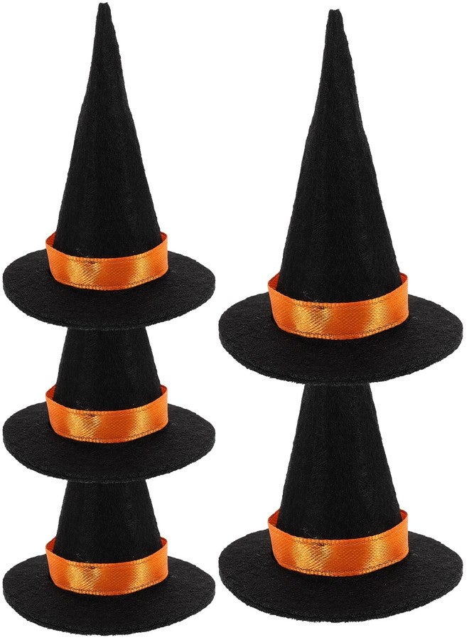 FONDOTIN Miniature Witch Hats 5Pcs Halloween Party Decorations Tiny Doll Hats Non-Woven Fabric for Crafts Diy and Wine Bottle Decor - Image 1